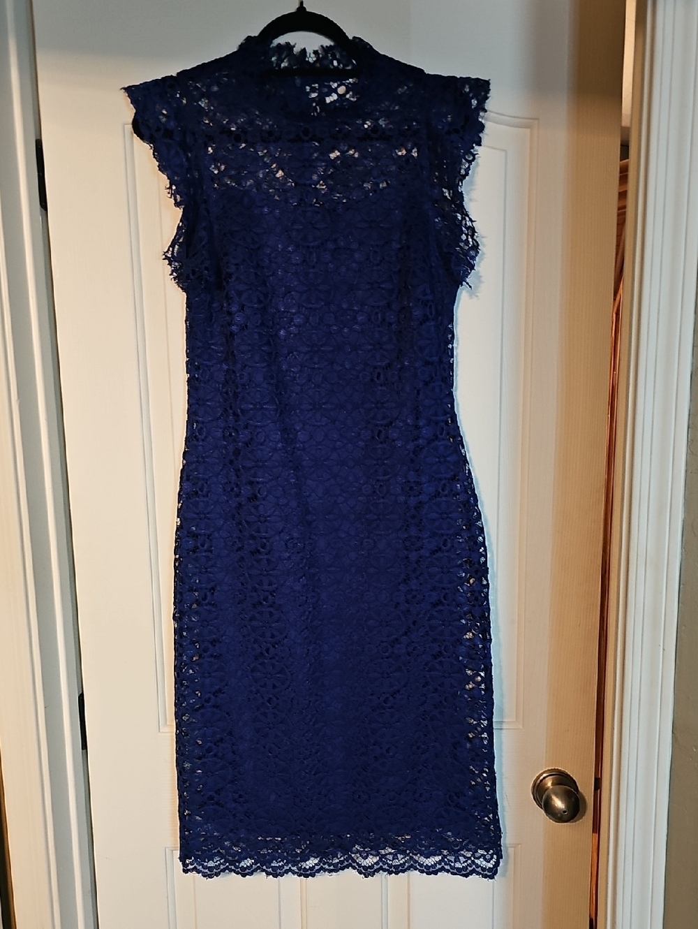 Enfocus Studio Navy Blue Lace Midi Dress